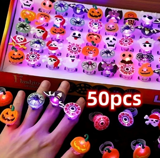 Led Ring Light 18 - Halloween Light Up Rings for Kids,50