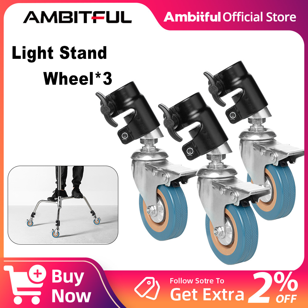 Photography Video Lighting Kit - AMBITFUL 3Pcs C-Stand Swivel Caster Metal