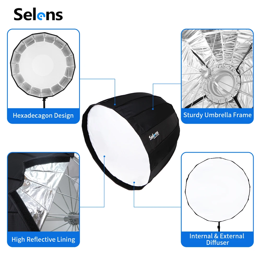 Selens 70/90/120cm Foldable Um - Parabolic Umbrella Deep 评论和价格