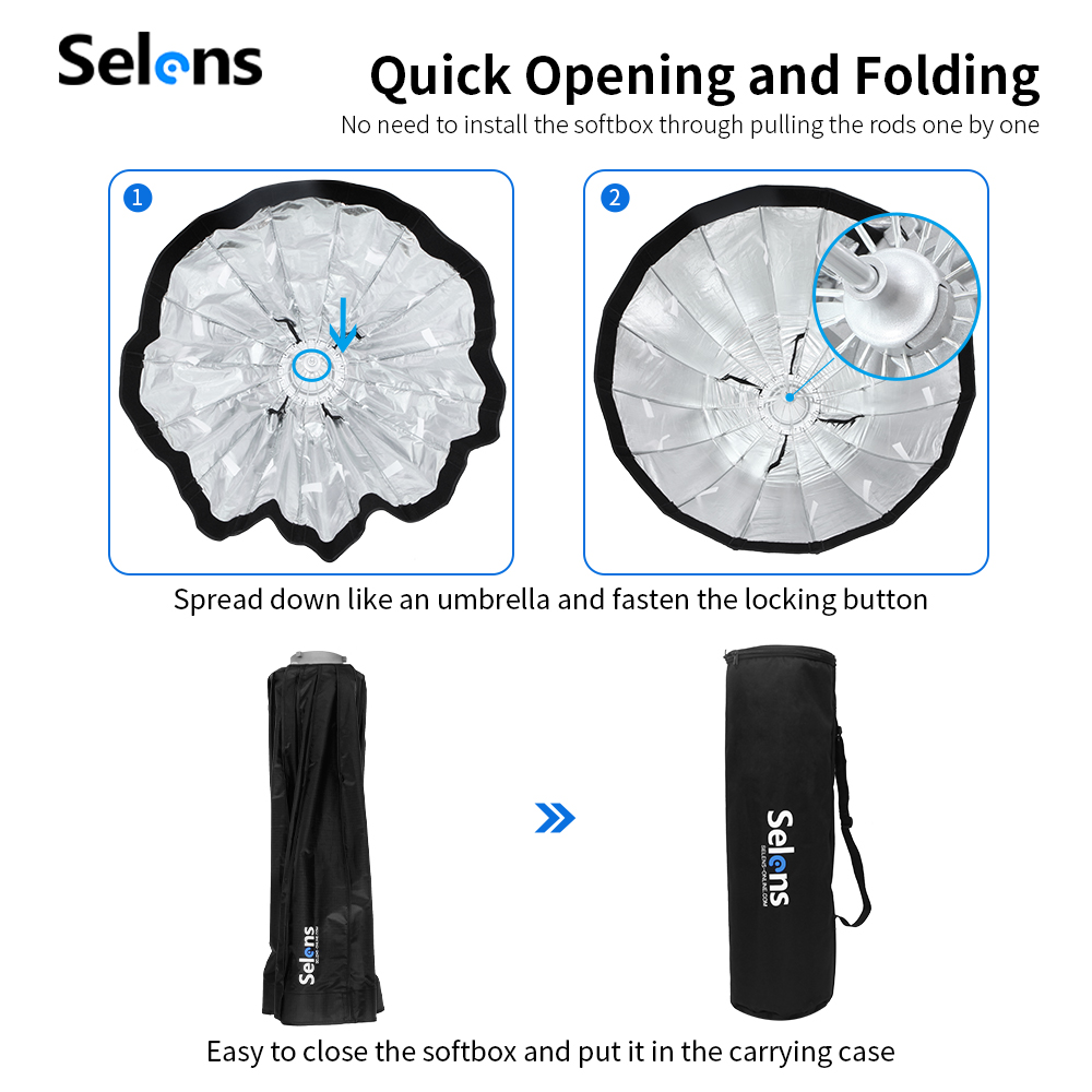 Selens 70/90/120cm Foldable Um - Parabolic Umbrella Deep 评论和价格