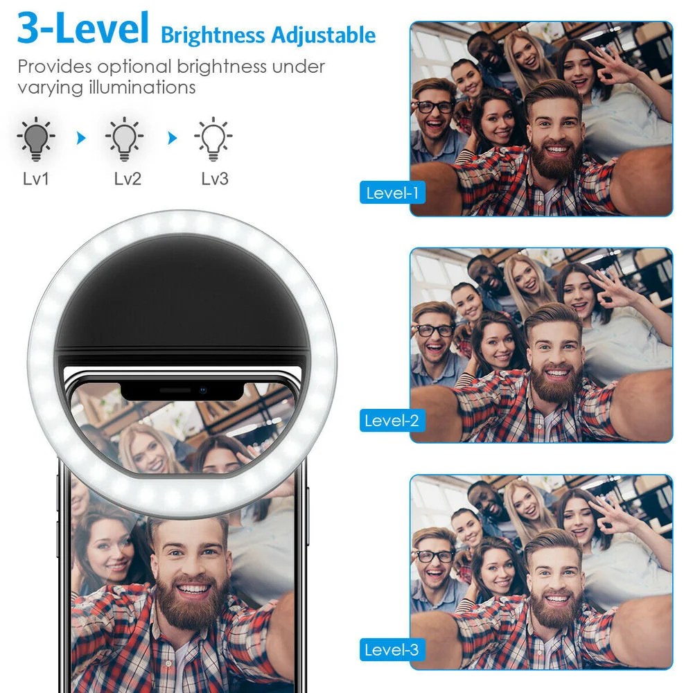 Rechargeable Clip On Selfie Ri - Photography Lighting Accessories 评论和价格