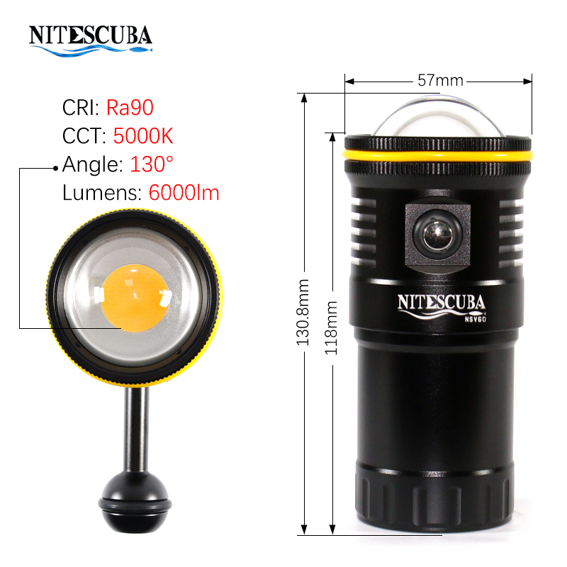Nitescuba NSV60 LED Diving Vid - Photography Lighting Angles 评论和价格
