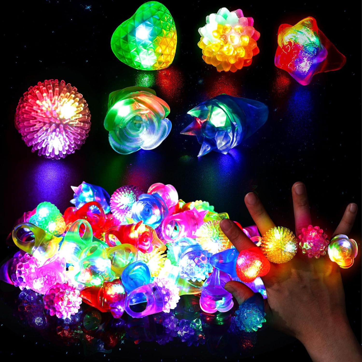 10Pcs LED Light Up Jelly Rings - Led Ring Light 18 评论和价格