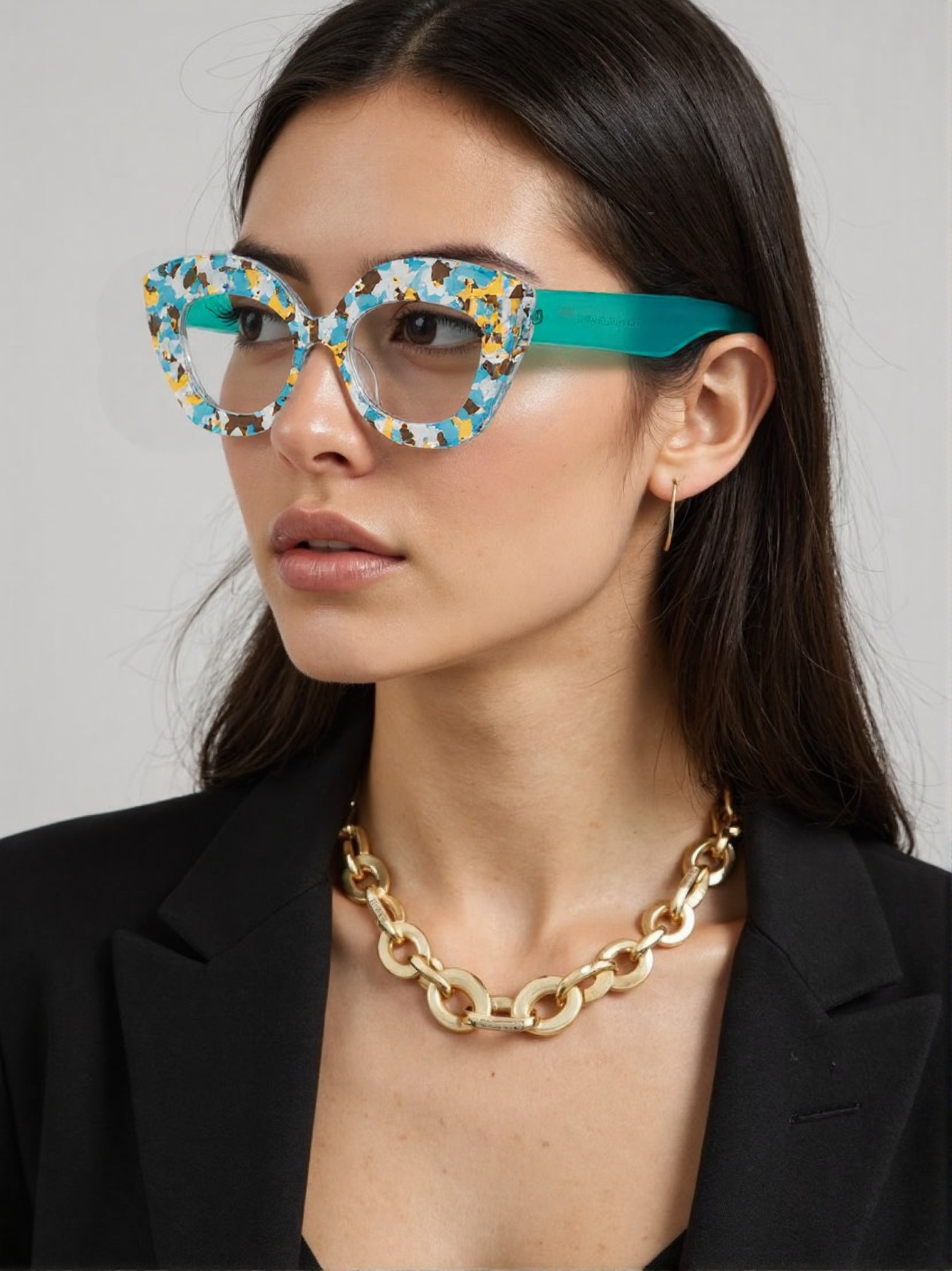 Large Frame Cat-Eye Floral Gla - Lighting Glass Photography 评论和价格