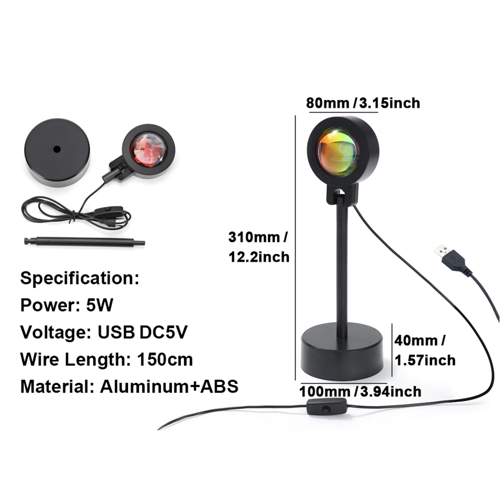 Sunset Projector LED Light USB - Lighting Glass Photography 评论和价格